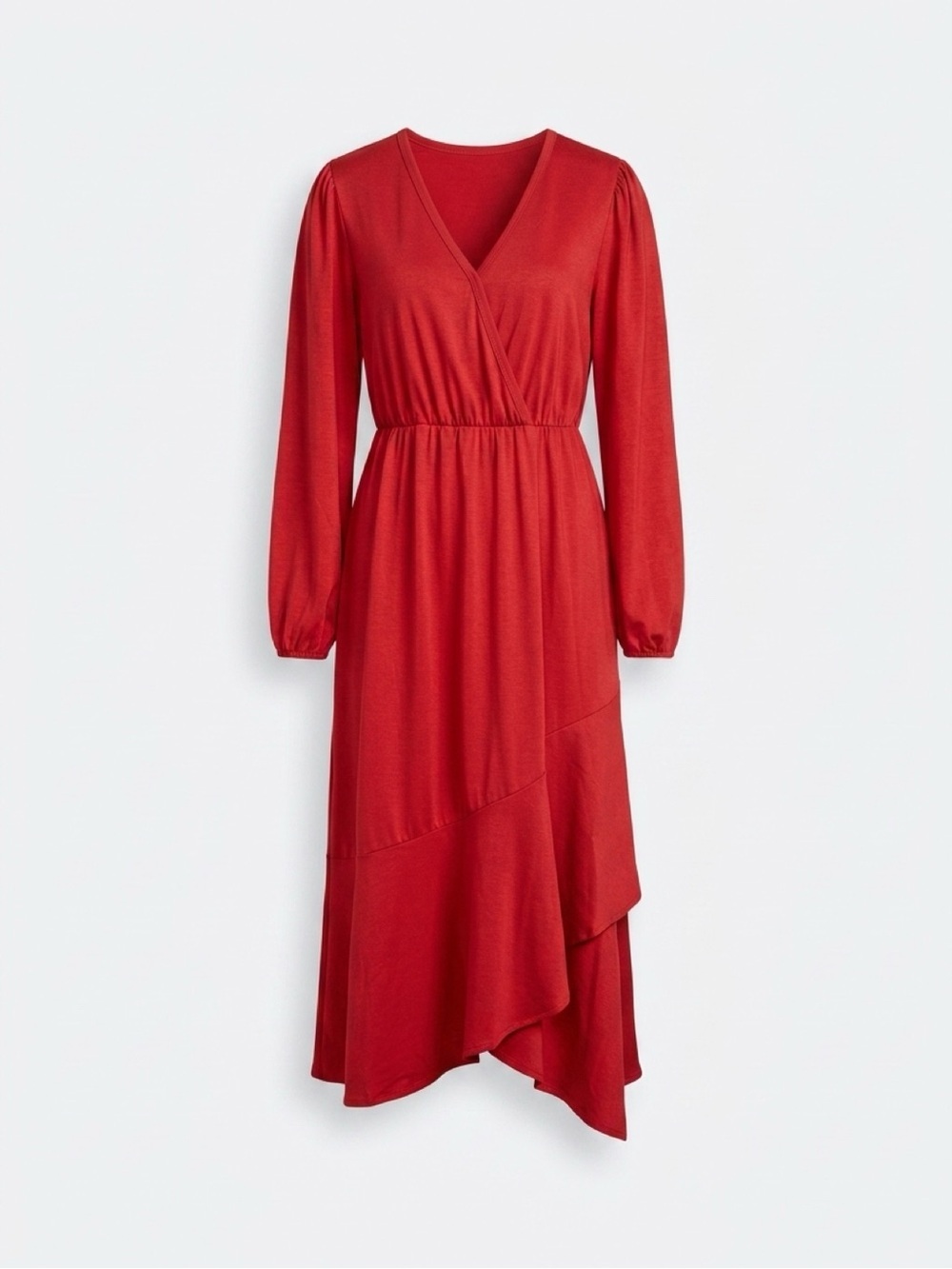 Orange V-Neck Long Sleeve Midi Dress | Maternity Dress - Picture 2 of 10
